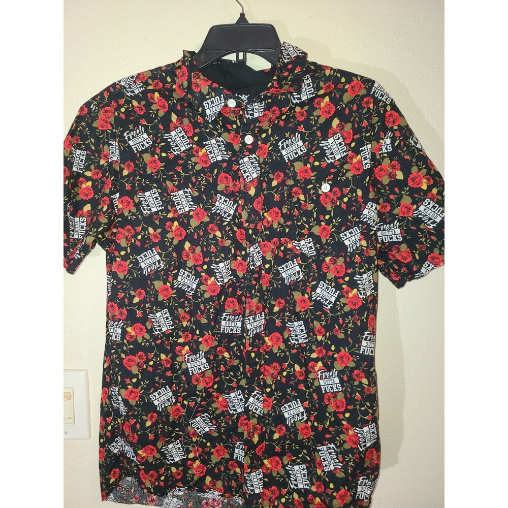Spencer's Fresh Out of F*cks Dress Shirt Size L Hawaiian Shirt